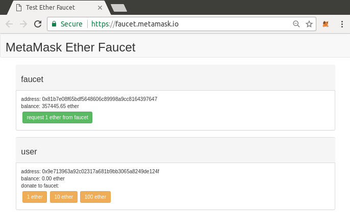 MetaMask et le robinet du réseau test Ropsten